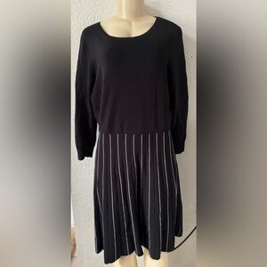 LOFT Black Ribbed Knit Sweater dress maxi classy modern business flare sexy